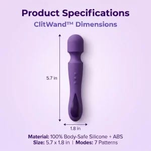 ClitWand vibrator showing width and length