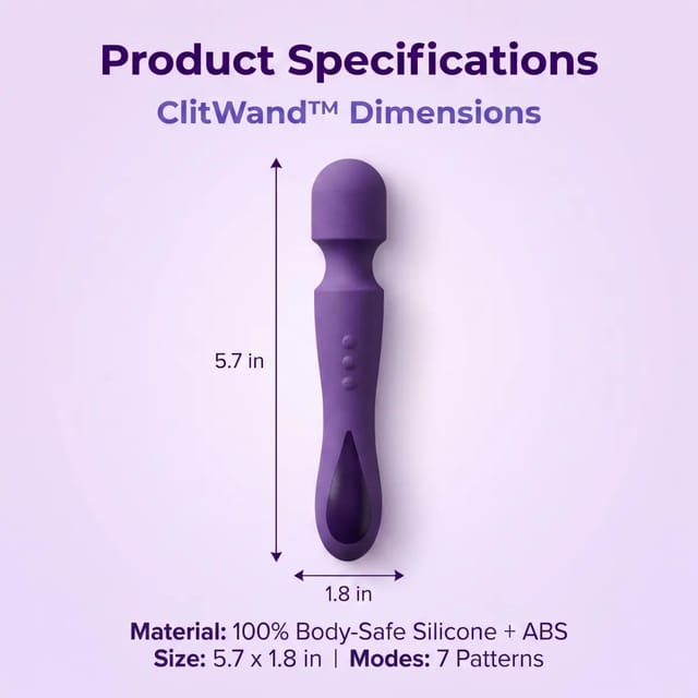 ClitWand vibrator showing width and length