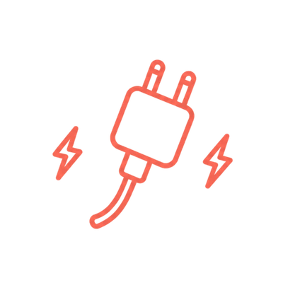 usb-charging-plug-icon Coral line icon of a USB charging plug with lightning bolt accents.