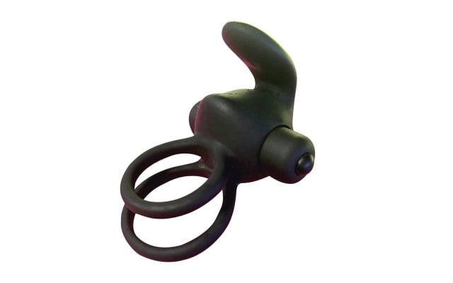 black cock ring sex toy on a white background