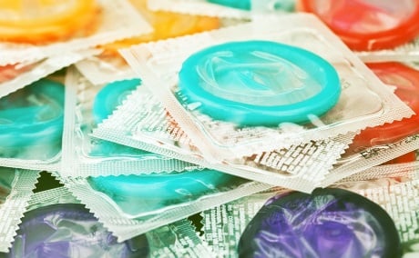 A variety of condoms in multiple colors