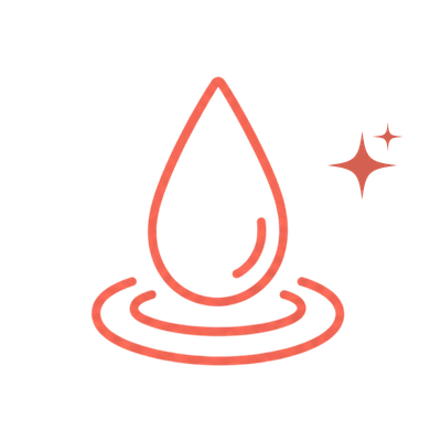 waterproof-cleaning-droplet-icon Coral line icon of a water droplet with ripple lines, representing waterproof cleaning.